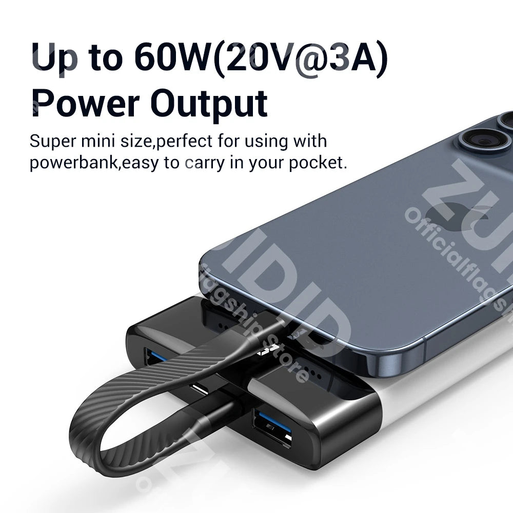 Câble de données FPC à charge rapide pour iPhone 15, MacBook, Thunderbolt 3, 4K, 60Hz, 20Gbps, PD60W, 3A
