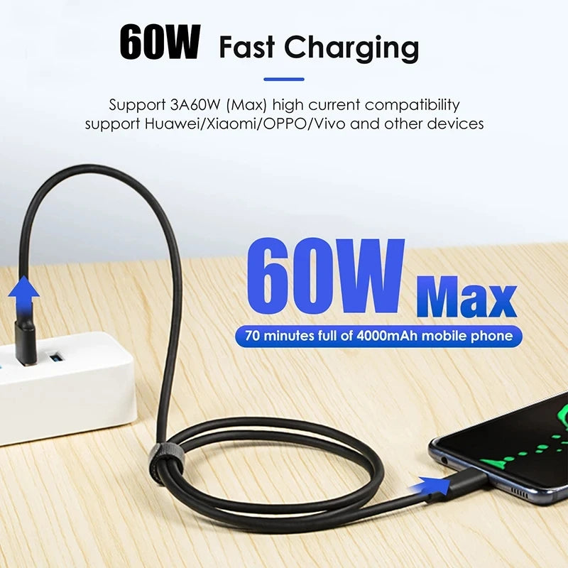 Câble USB 3.2 10Gbps Type C USB A à type-c 3.2 Gen2 câble de transfert de données USB C SSD câble de disque dur 3A 60W QC 3.0 charge rapide