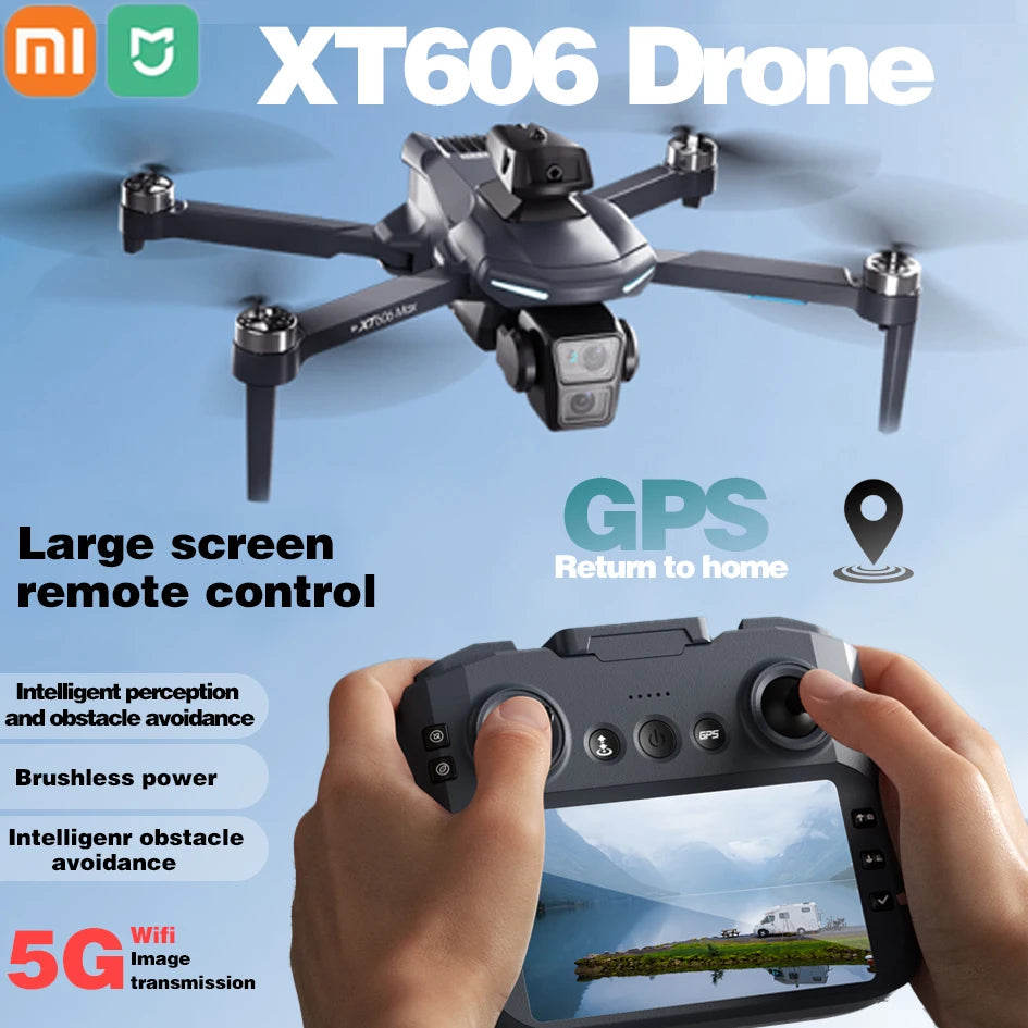 Drone Xiaomi Mijia XT606 GPS 8K professionnel avec double caméra HD, 360° d'évitement d'obstacles, 5G WiFi FPV avec écran, quadcopter
