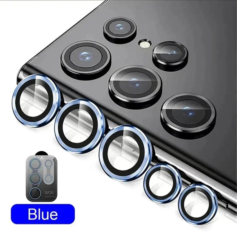 Anneau d'objectif en métal pour Samsung Galaxy S25 S24 S23 S22 Ultra Plus Z Fold 7 6 – Couvercle de protection d'appareil photo en verre trempé HD