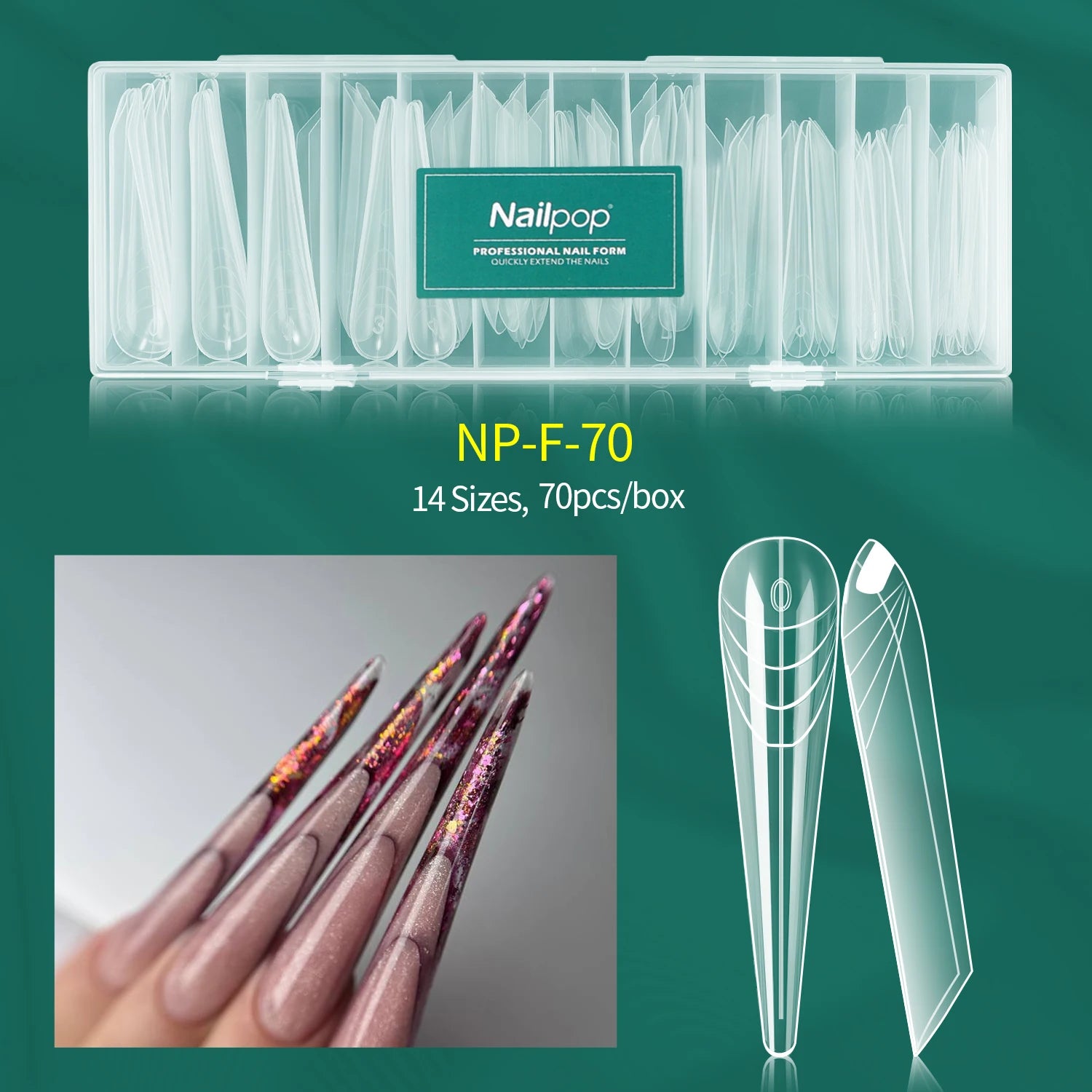 Formes d’ongles mécaniques, 140 pièces, 14 tailles