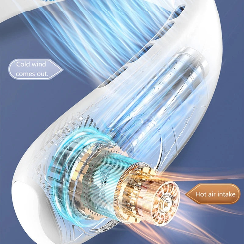 Ventilateur de cou sans pales XIAOMI 2025, 5 vitesses réglables, affichage numérique, USB rechargeable