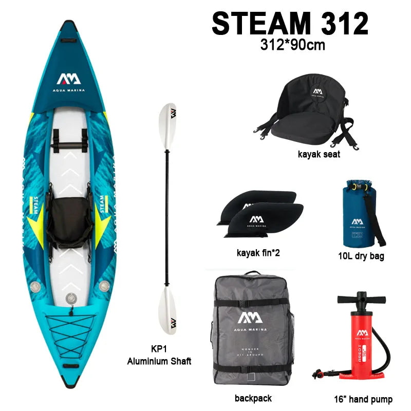 Bateau gonflable AQUA MARINA 2 personnes modèle kayak de sport canoë STEAM canot en PVC radeau pompe siège drop stitch plancher PVC laminé