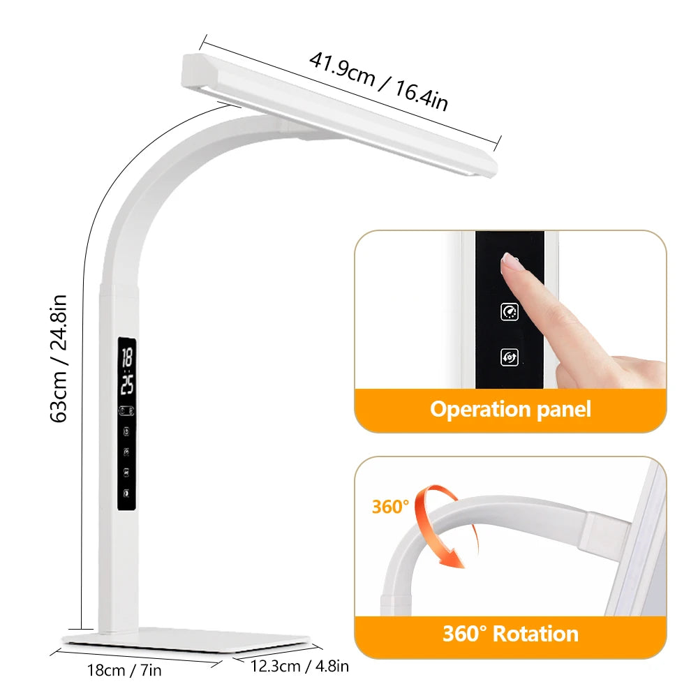 LED-Vollspektrum-Schreibtischlampe T36 – 360° Digitalanzeige und Touch-Dimmung