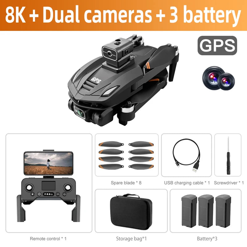 Drone Xiaomi Mijia V168 8K 5G GPS professionnel avec caméra HD, photographie aérienne, double caméra omnidirectionnelle, évitement d'obstacles, drone original