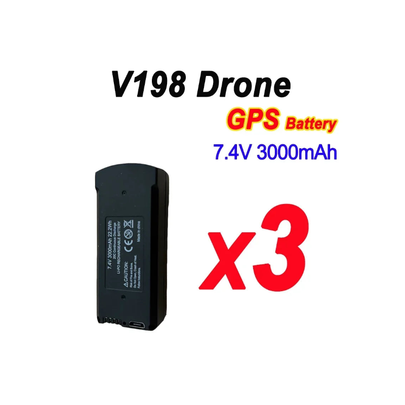 Batterie originale 7.4V 3000mAh pour Drone V198 MAX / V198 MAX PRO – Batterie de remplacement RC