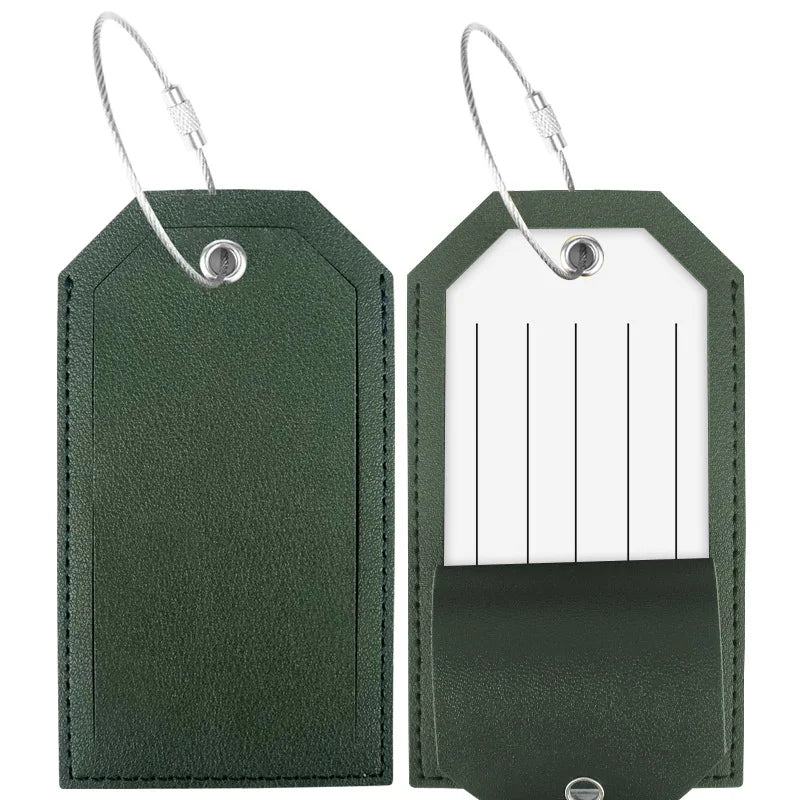Étiquettes de bagage en cuir PU pour hommes et femmes, accessoires de voyage, document solide, étiquette de sac, nom, adresse d'identification