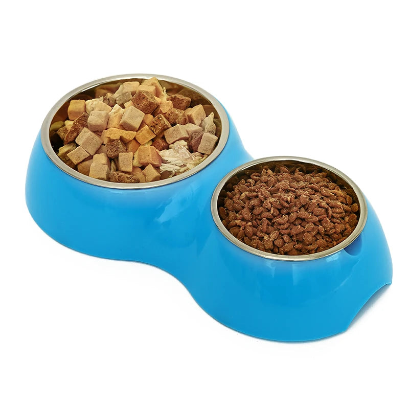 Bol Double pour chat, en acier inoxydable, pour l'alimentation des animaux domestiques, des chiens et des chats
