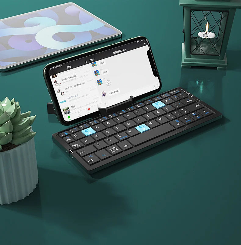 BOW Mini Wireless Foldable Bluetooth Keyboard, Keyboard Stand, Foldable, Aste, Phone, Tablet