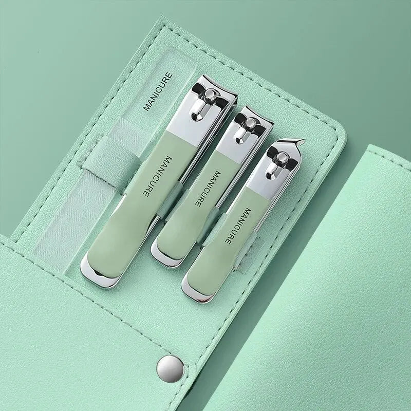 Coupe-ongles 4 pièces avec sac en cuir, outils de soins de pédicure ensemble de manucure de soins à domicile