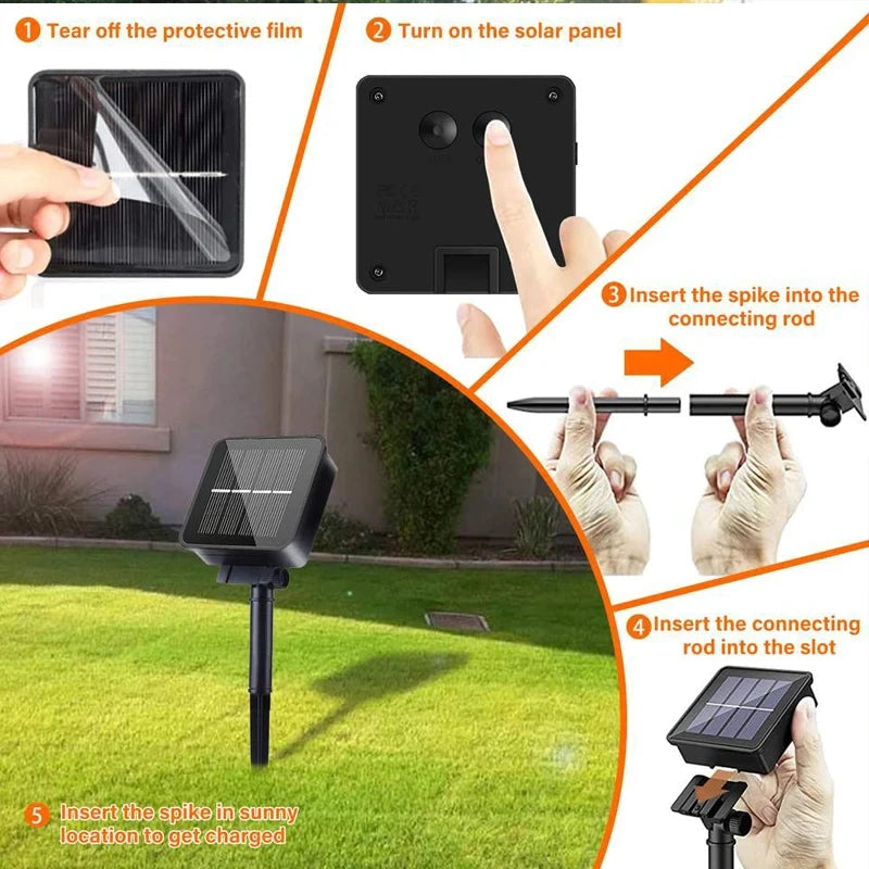 Guirlande solaire à LED en cristal, 8 modes d'éclairage, IP65, lumière dégradée, guirlande de décoration