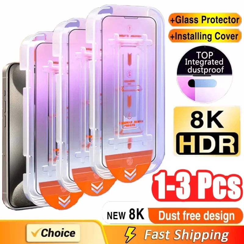 Protecteur d’écran KENNAGE 8K HDR pour iPhone – verre trempé anti-poussière