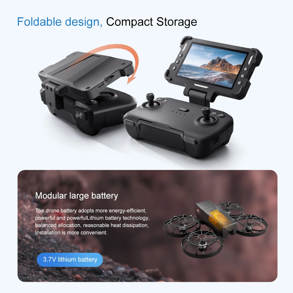 Drone M8 4K Professionnel – Double caméra, écran intégré, flux optique