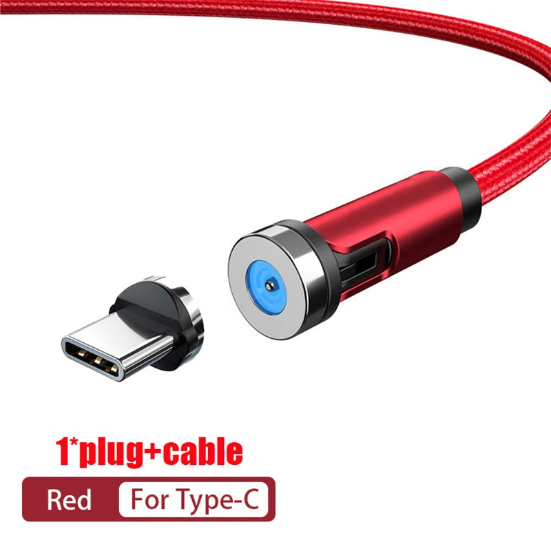 NNBILI 540 ° drehbares magnetisches Micro-USB-Typ-C-Kabel 3A Schnellladedatenkabel für iPhone Xiaomi Mobiltelefon