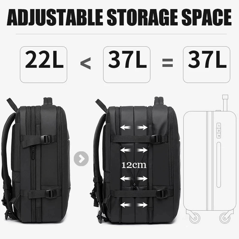 Sac à dos de Voyage pour Homme, Business, École, Extensible, USB, Grande Capacité, Ordinateur Portable 17,3 pouces, Étanche, Mode