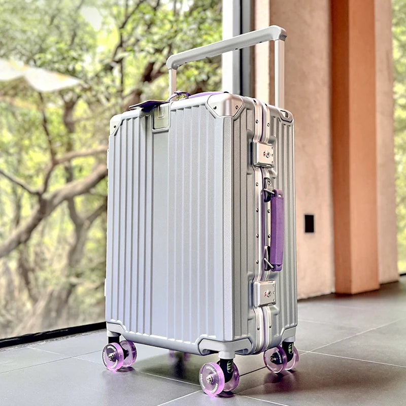 Valise rigide en PC avec poignée télescopique à tube large SUSHIMU – bagage à roulettes extensible, 20, 24, 26 et 28 pouces