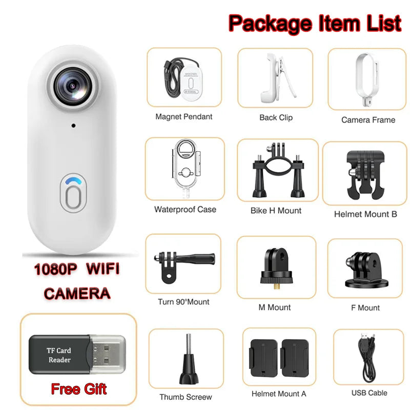 Caméra Vlog 4K HD JETO, Mini Bodycam Ultra compacte sans fil et étanche pour sport et aventure sous-marine