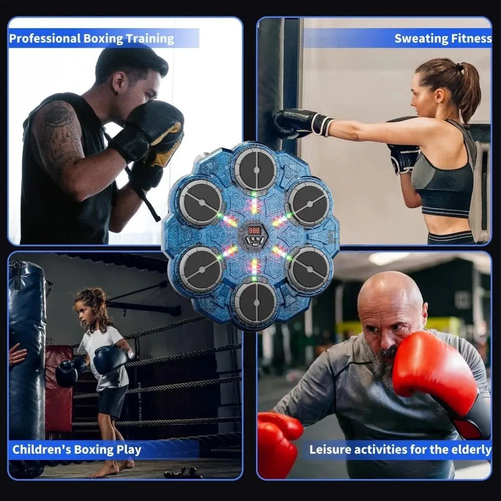 Machine d'entraînement de boxe musicale intelligente – Compatible Bluetooth, 2-5 modes d'éclairage, sport de boxe pour adultes et enfants, entraînement de gymnastique