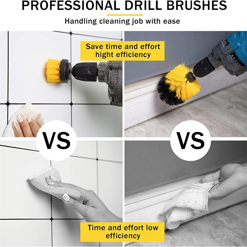 Brosse électrique avec perceuse, brosse à récurer pour voitures, douches, baignoires