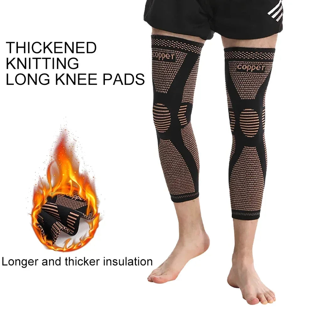 Manchon de compression pour jambe complète, genouillères en cuivre, support pour cuisse, genou, mollet