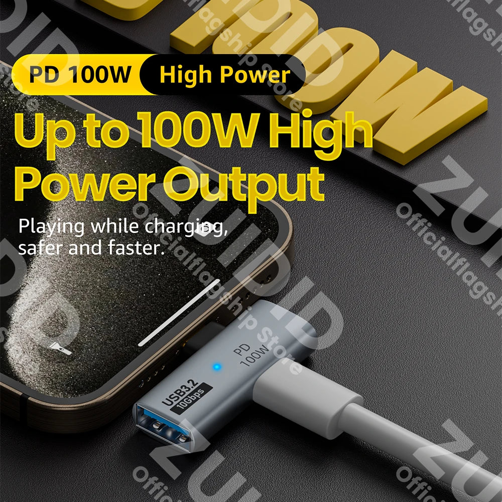 Adaptateur de câble OTG USB C 2 en 1, Type C vers USB3.2, 10Gbps, PD100W, charge rapide, pour tablette d'ordinateur portable Samsung Huawei Xiaomi