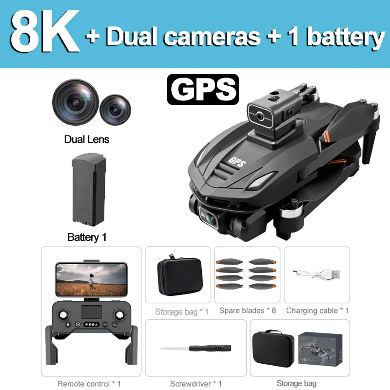 Drone Xiaomi Quadrirotor RC Pliable V168 – Moteur Brushless, Caméra HD 4K Pro, GPS, 5G WiFi FPV