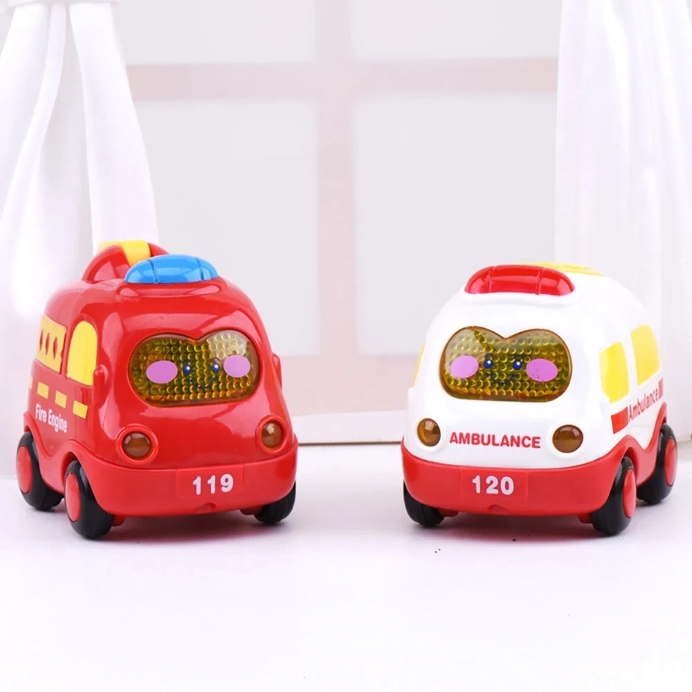 Camion de pompier et taxi électrique avec sirène pour garçon véhicule à côtes en plastique pour enfant de 2 à 4 ans