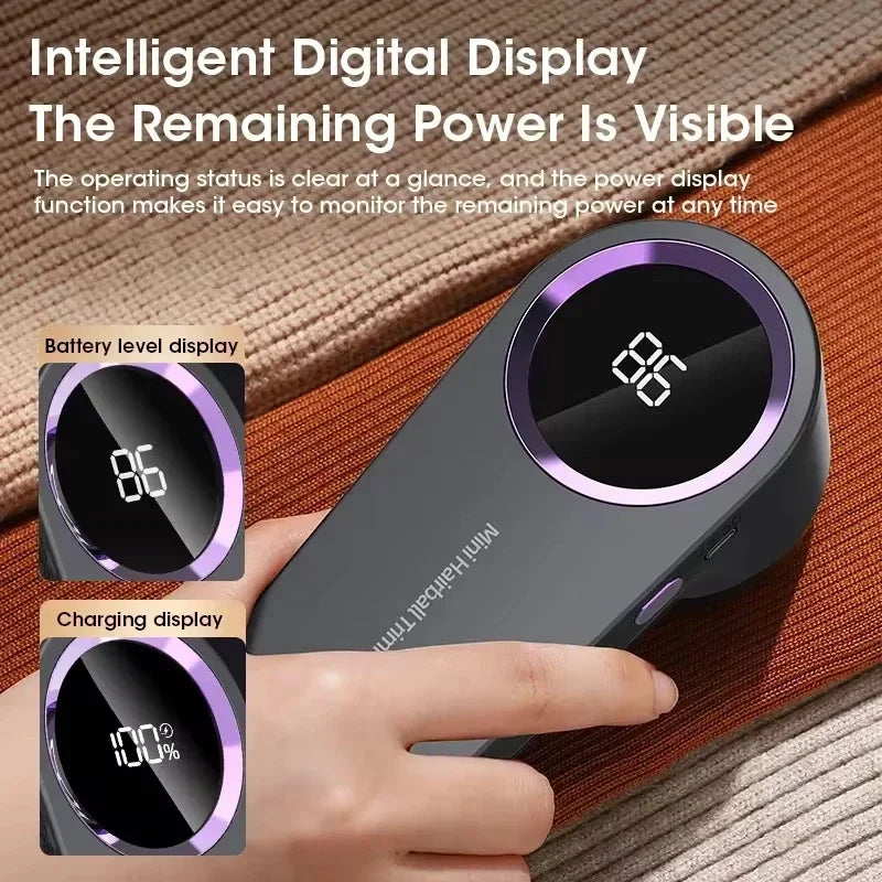 Rasoir Anti-bouloches électrique portable avec écran LED et rechargeable pour vêtements et tissus, trois niveaux de puissance pour la maison