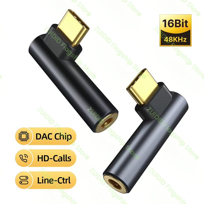 Adaptateur coudé USB Type C à 3.5mm pour écouteurs HiFi, prise 3.5, câble adaptateur Audio AUX pour iPad Pro Samsung Huawei Xiaomi