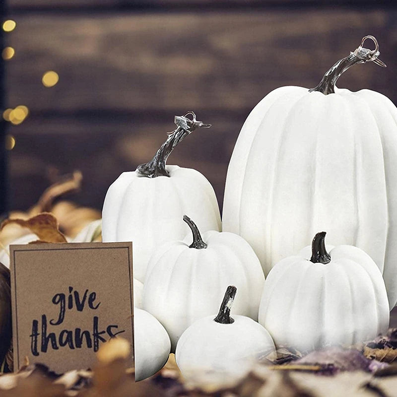Citrouilles artificielles orange pour la décoration, décorations d'Halloween. Récolte d'Automne, 7 Pièces