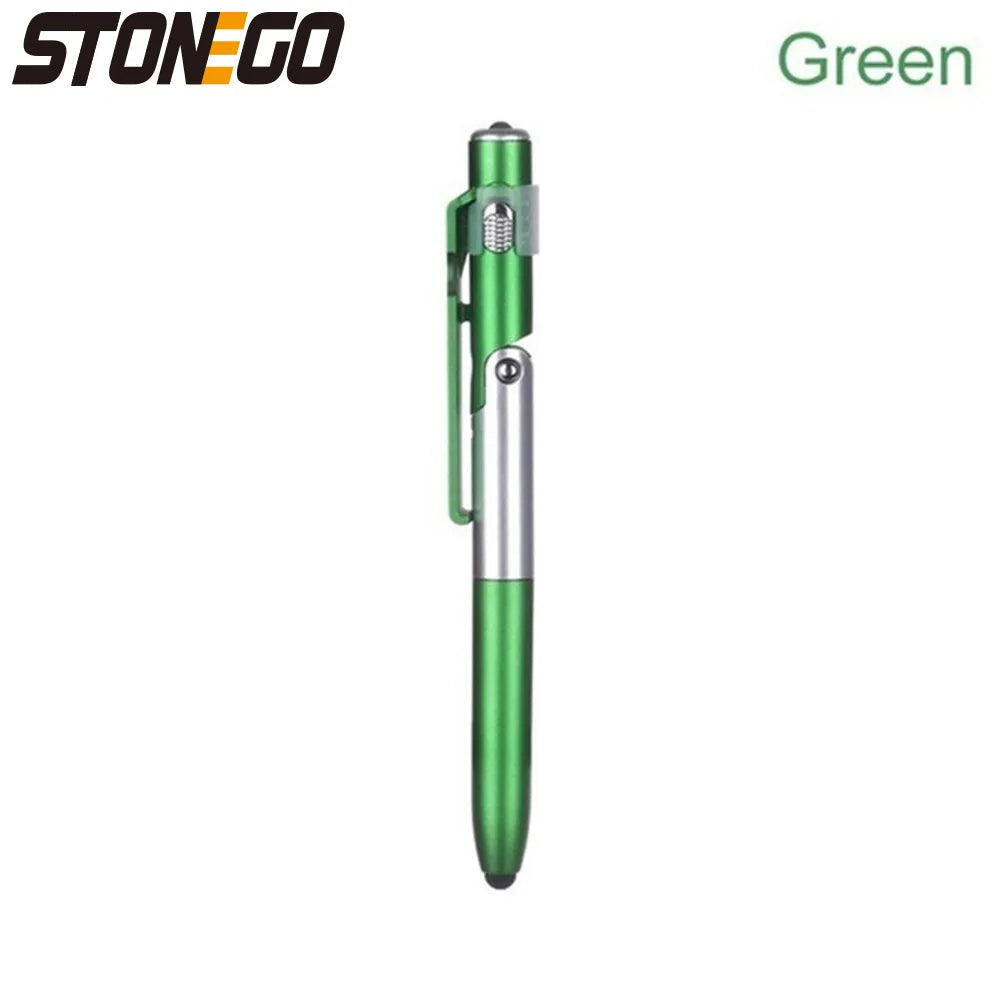 Stylo Bille 4-en-1 Pliable avec Stylet Tactile STONEGO, Lampe LED et Support pour Smartphone/Tablette