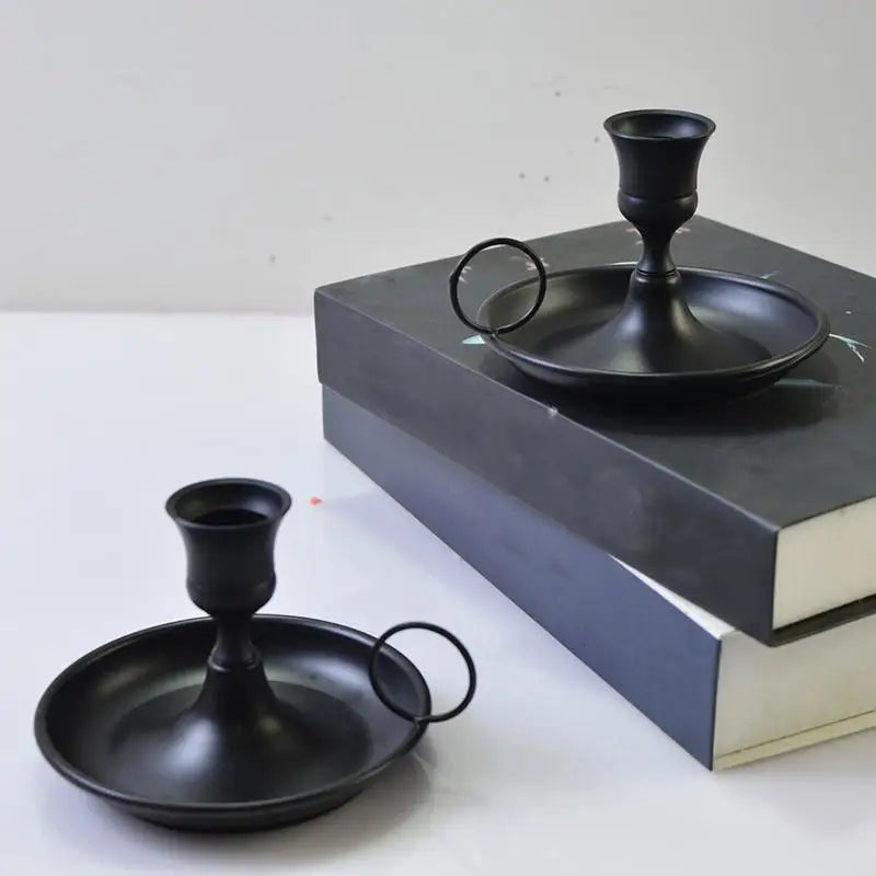 Bougeoir en fer peint en noir de style européen, bougeoir en métal, bougeoir de décoration