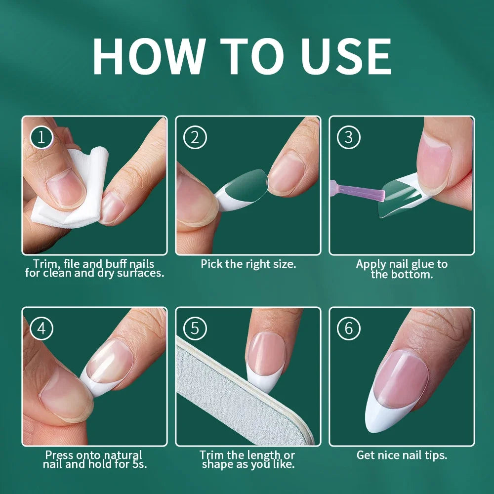 Faux Ongles - Conseils d’ongles français bicolores, 120 pièces