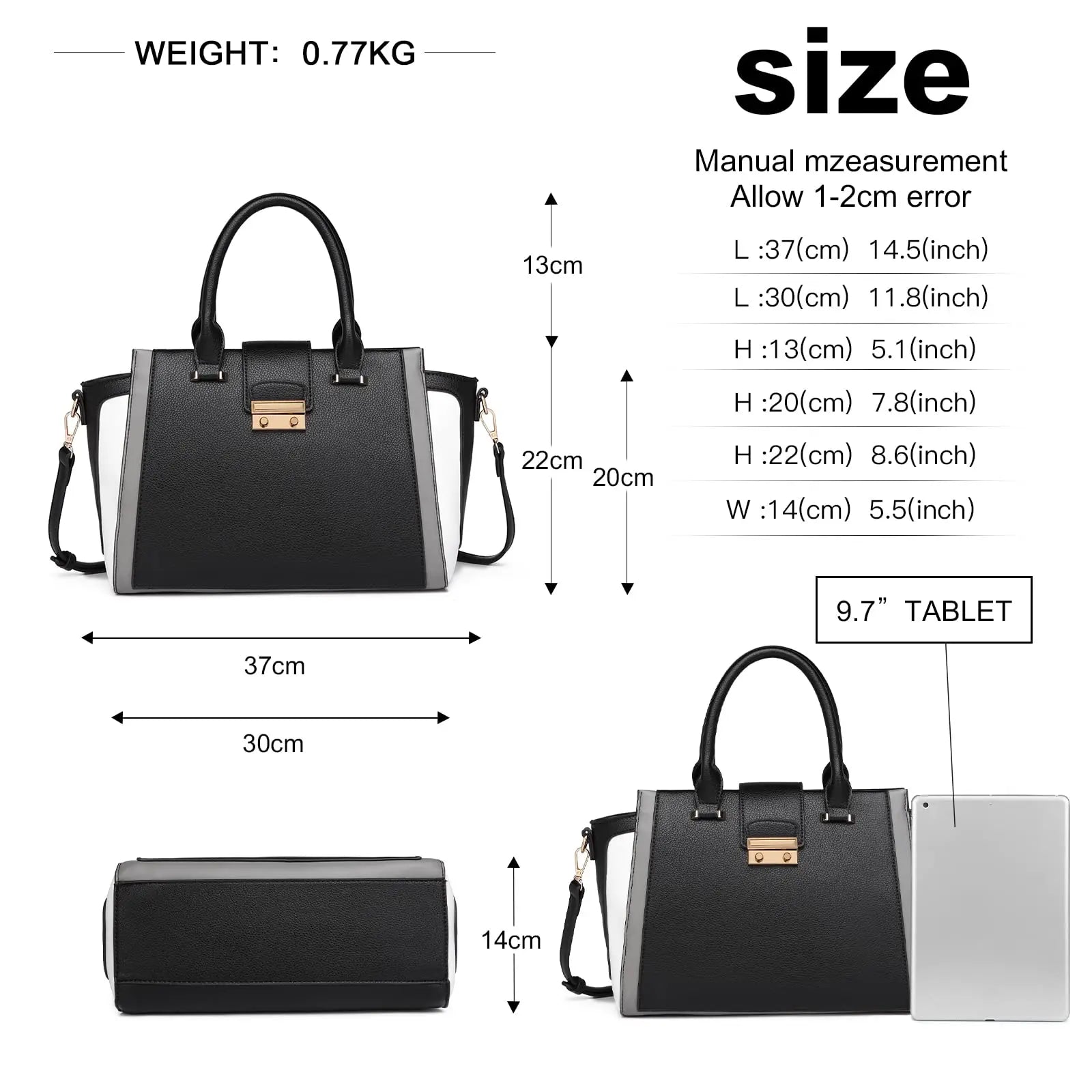 Sac à main femme rétro chic Miss Lulu, poignée et bandoulière