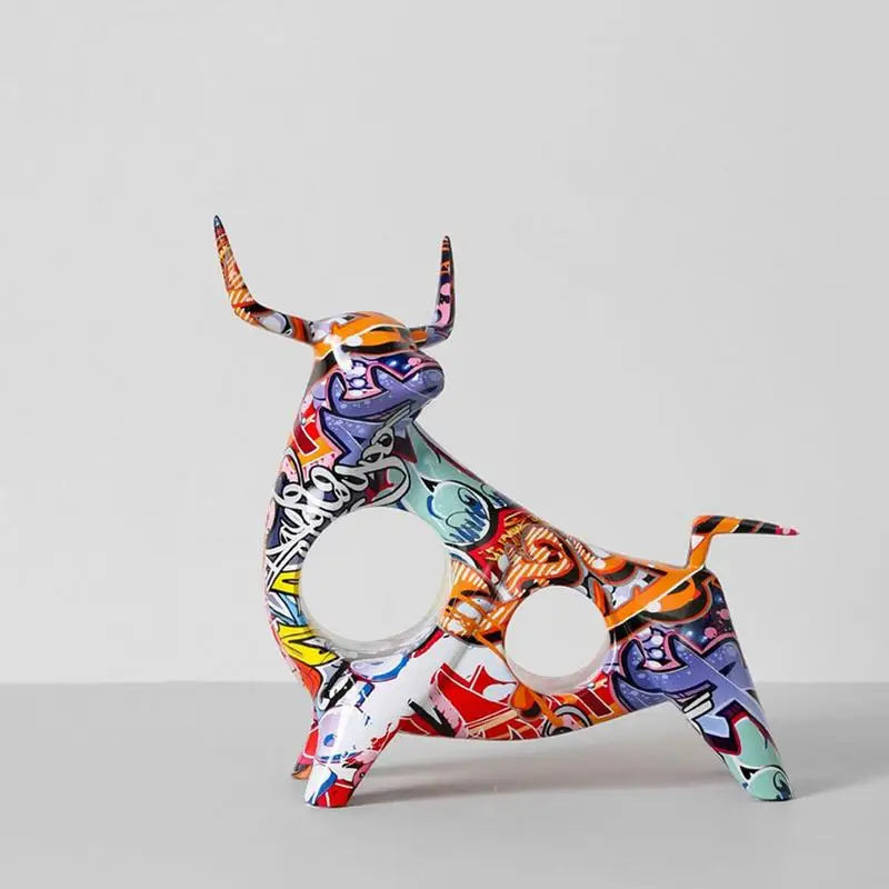 Auckland Graffiti-Gemälde-Harz-Bullen-Figuren für Zuhause, Wohnzimmer, Schlafzimmer, Büro, Ornamente