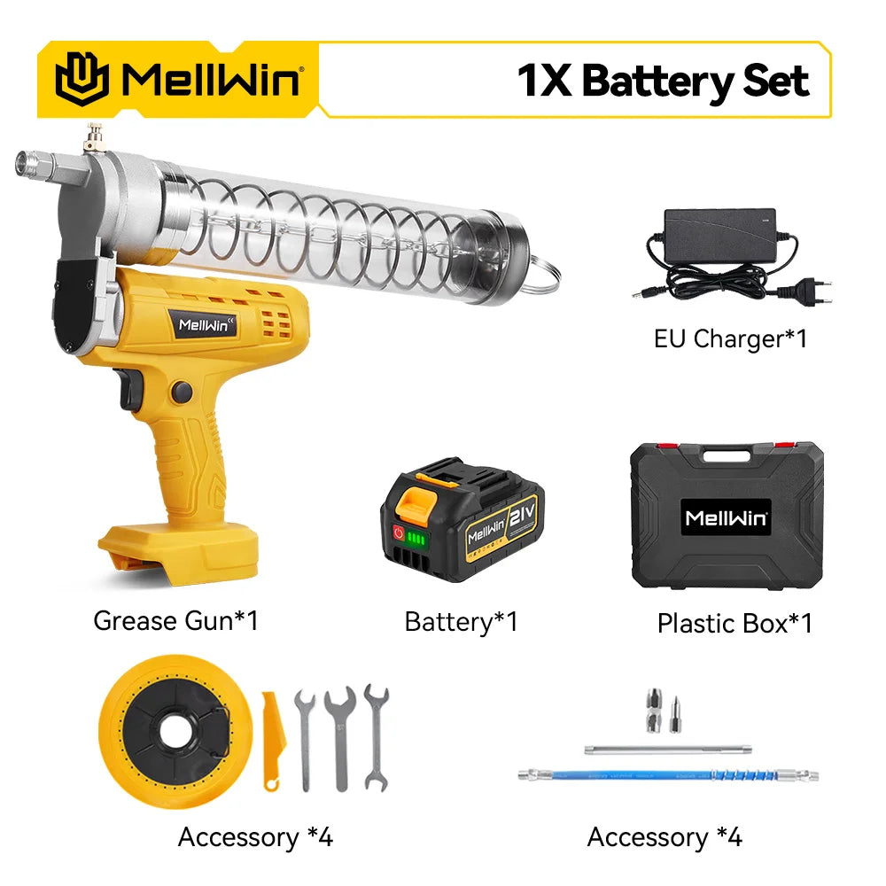 Pistolet à graisse MELLWIN électrique haute pression 12000PSI / 82MPa sans fil pour Makita 18V