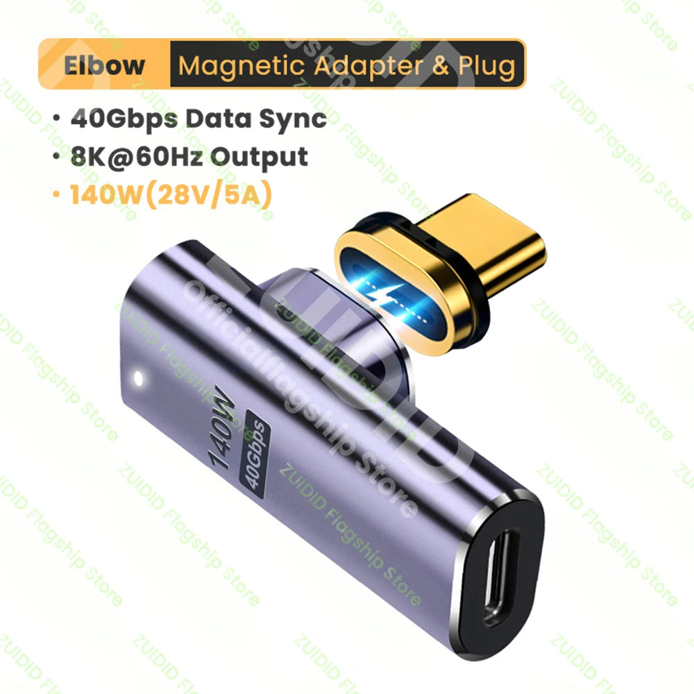 Adaptateur magnétique Thunderbolt3, PDagglomW, USB 4.0, 40Gbps, câble de conversion magnétique à charge rapide de type C, 8K à 60Hz