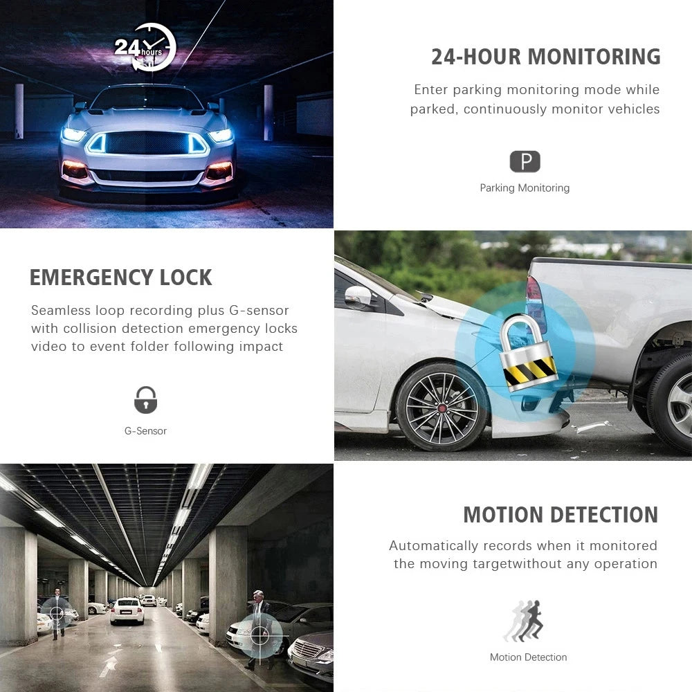 Caméra Dashcam à trois voies pour tableau de bord de voiture, enregistreur vidéo DVR à 3 canaux HD 1080P, 3 objectifs