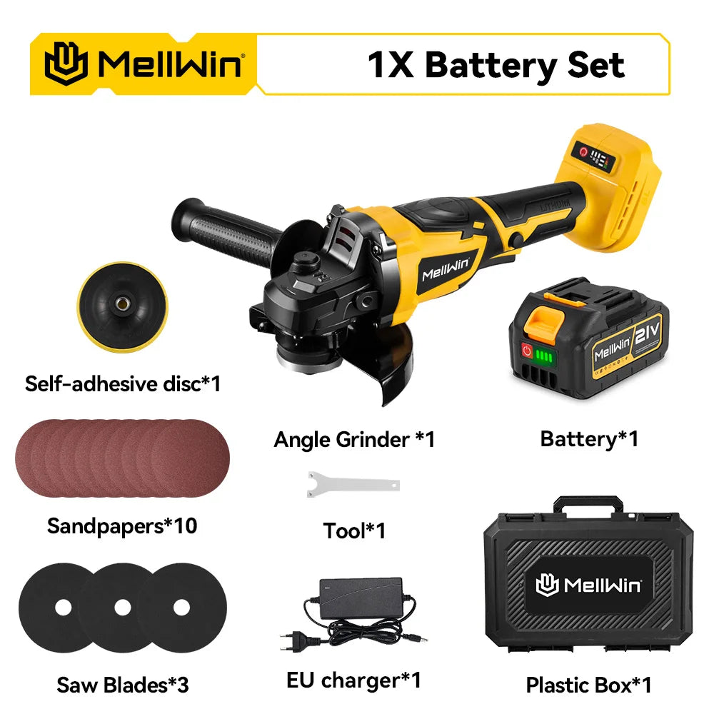 MELLWIN M14 125MM meuleuse d'angle électrique sans brosse polissage sans fil outil électrique pour le travail du bois pour Makita 18V batterie broche