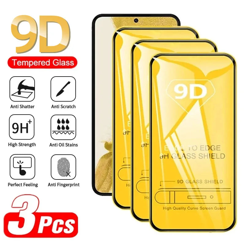Protecteur d’écran en verre trempé 9D KENNAGE – 3 pièces – Anti-empreintes, Anti-rayures – Samsung A13 à S24 Ultra