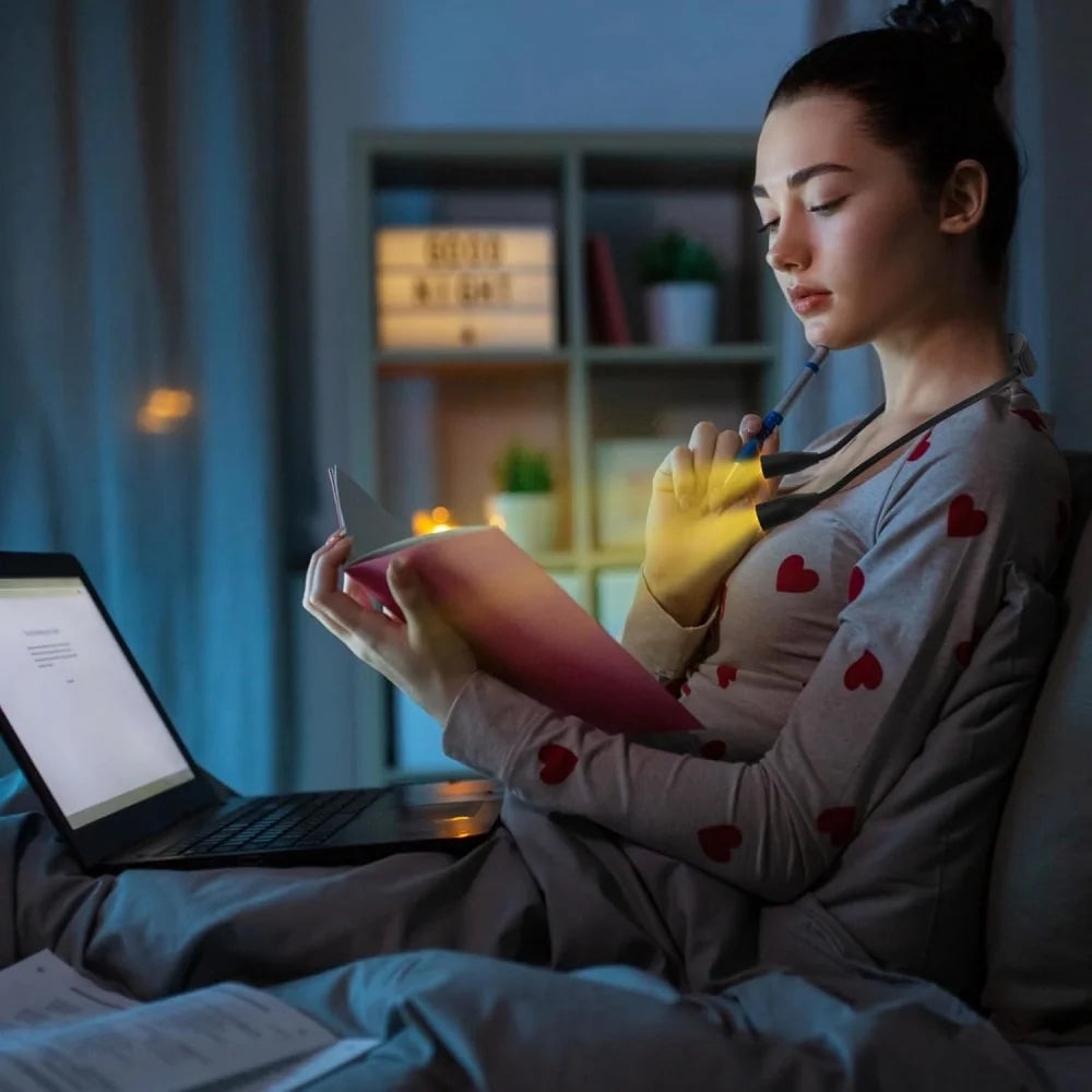 LED Neck Lamp aste for Reading, Flexible Arm, 3 Colors, 9 Brightness
