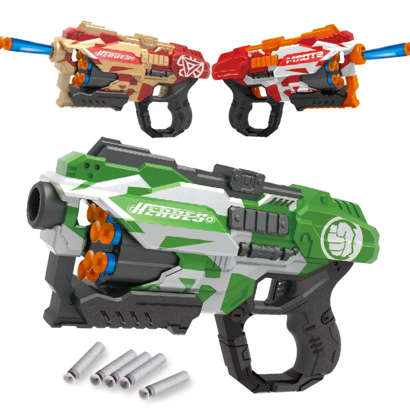 Pistolet à balle molle, Jouet à balle molle, tir manuel en plastique, projectiles en mousse, cadeau pour garçon, enfants, adultes