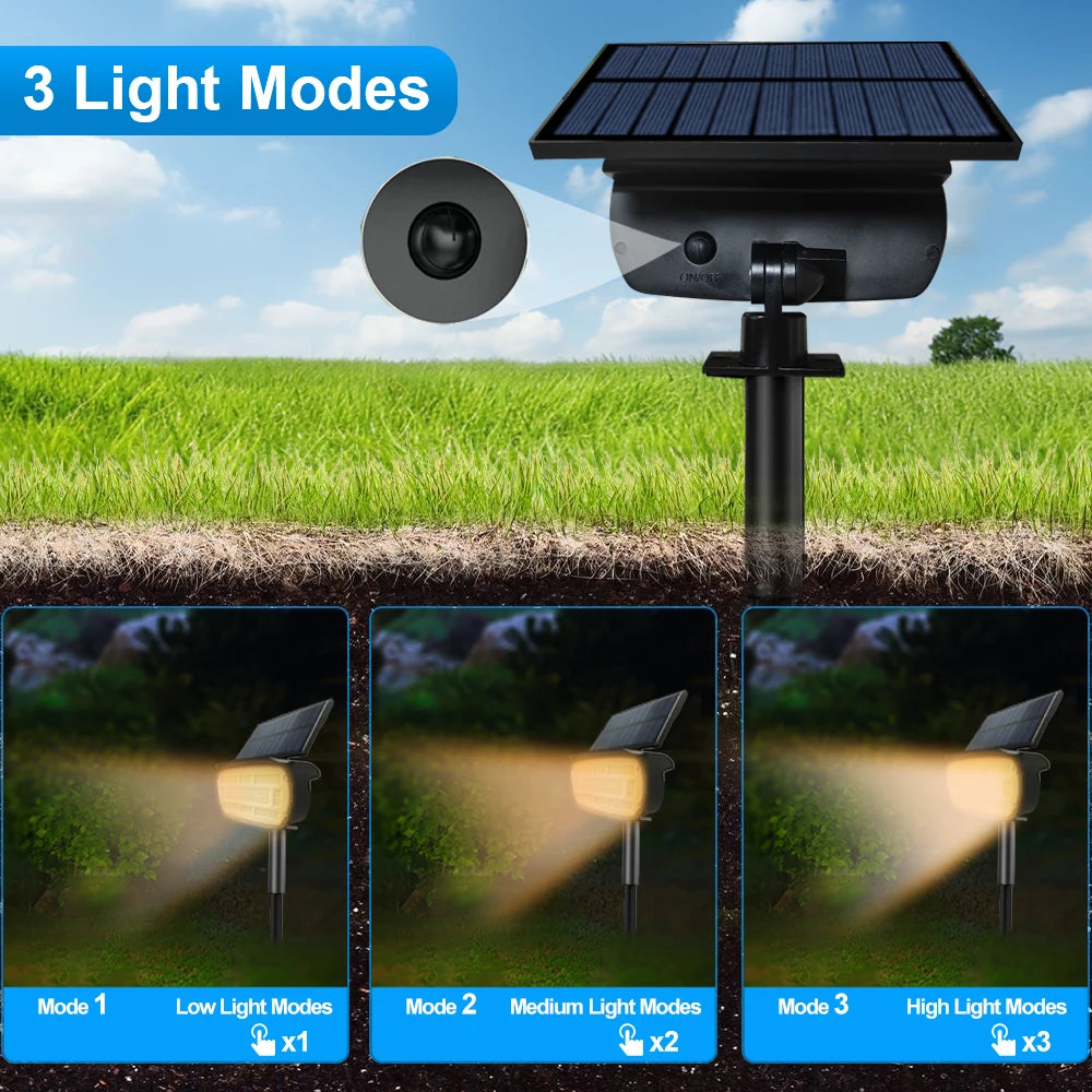 Spot Solaire Paysage 136 LED – Éclairage Extérieur Étanche pour Jardin, Allée et Voie