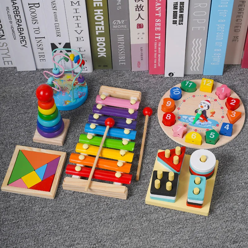 Jouets 3D Montessori en Bois colorés pour Bébé pour Enfant Cadeau de Noël