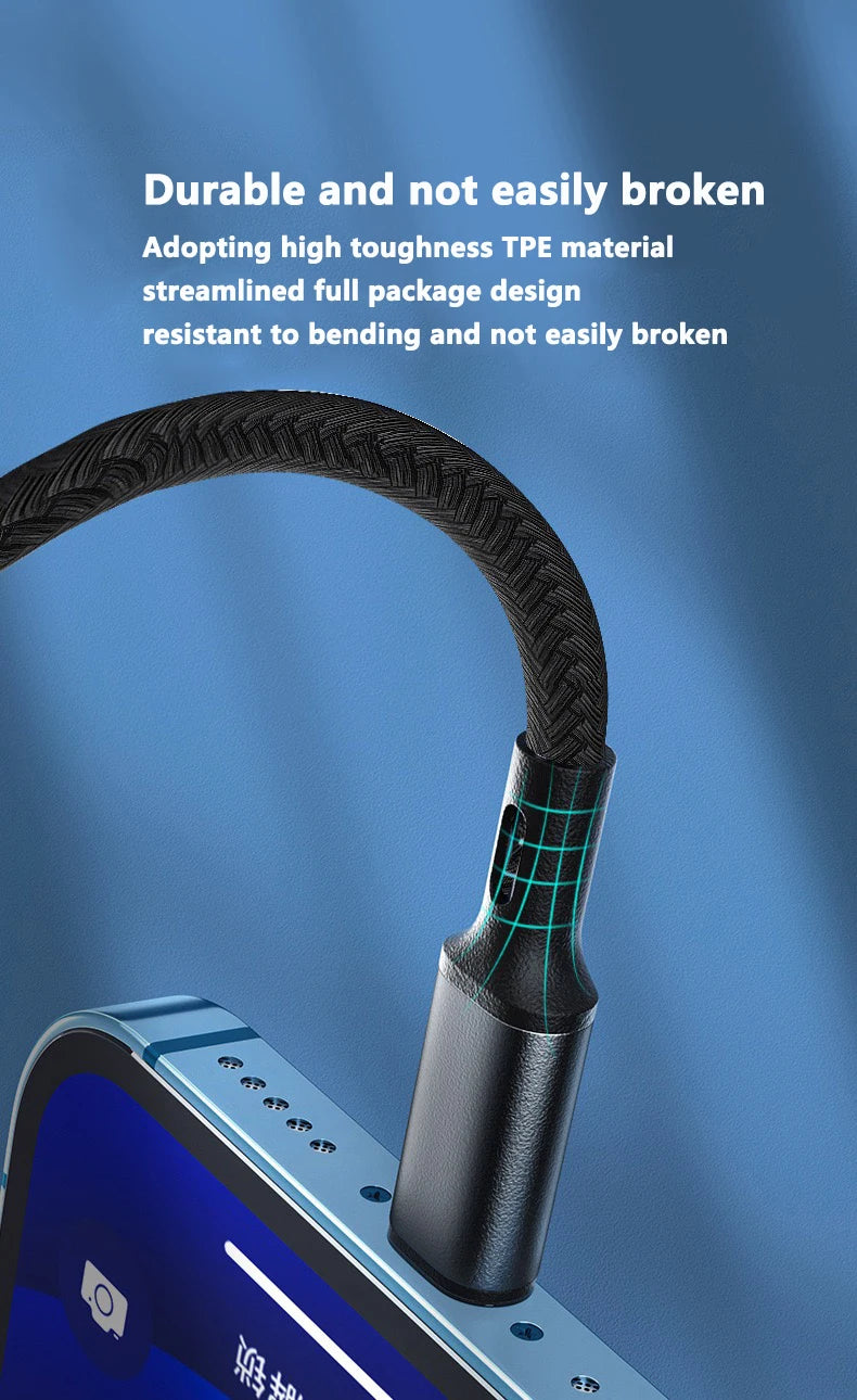 Câble USB PD 30W pour iPhone 14 / 13 / 12 / 11 Pro Max / 7 / 8 / 14 Plus / XS / XR – charge rapide, câble USB-C