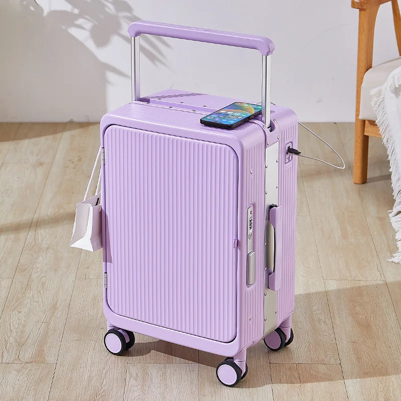 Grande valise rigide en PC + ABS avec cadre en aluminium SUSHIMU – bagage à roulettes à ouverture avant, 20 et 25 pouces