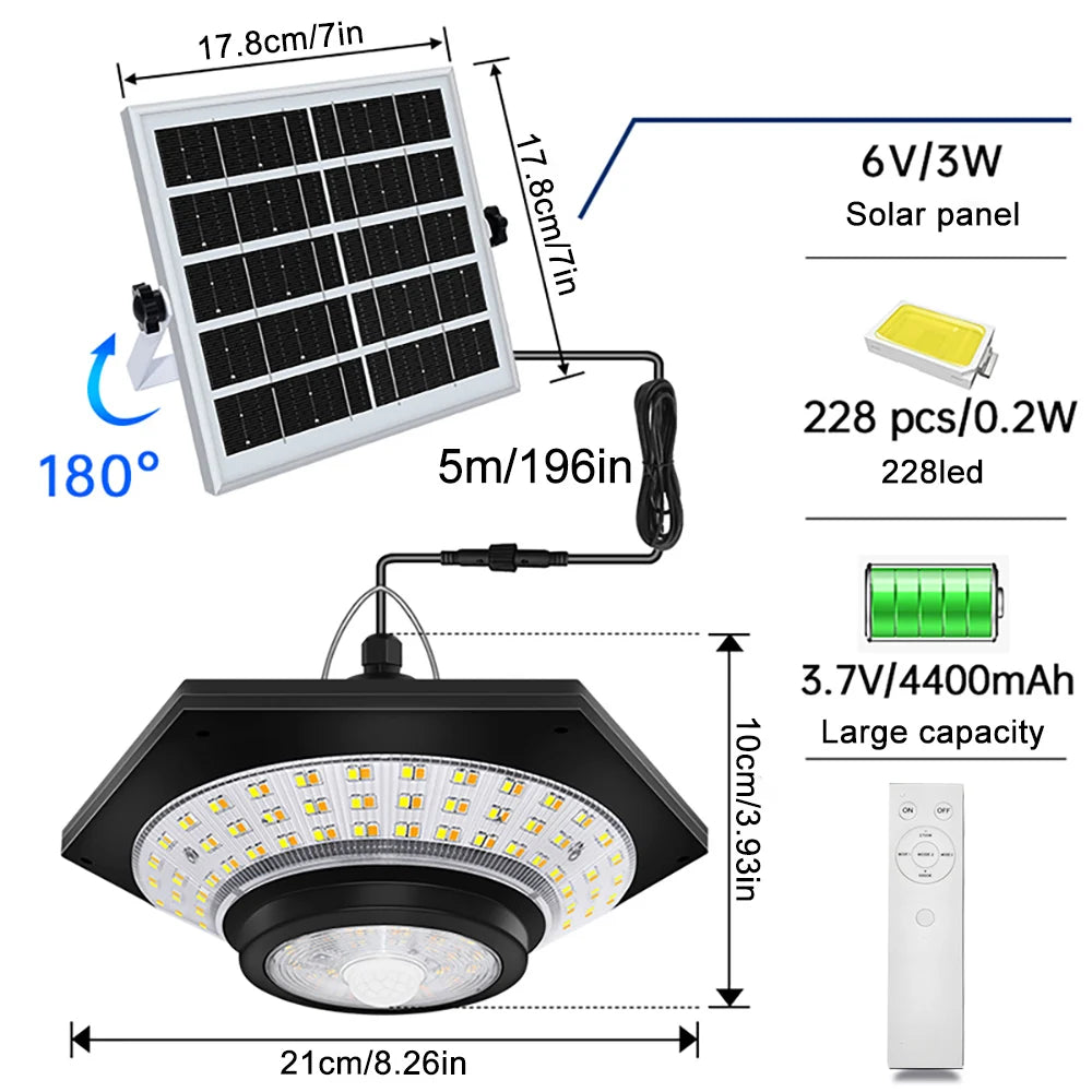 Wasserdichte Solar-Hängeleuchten – 288 LEDs mit Bewegungsmelder