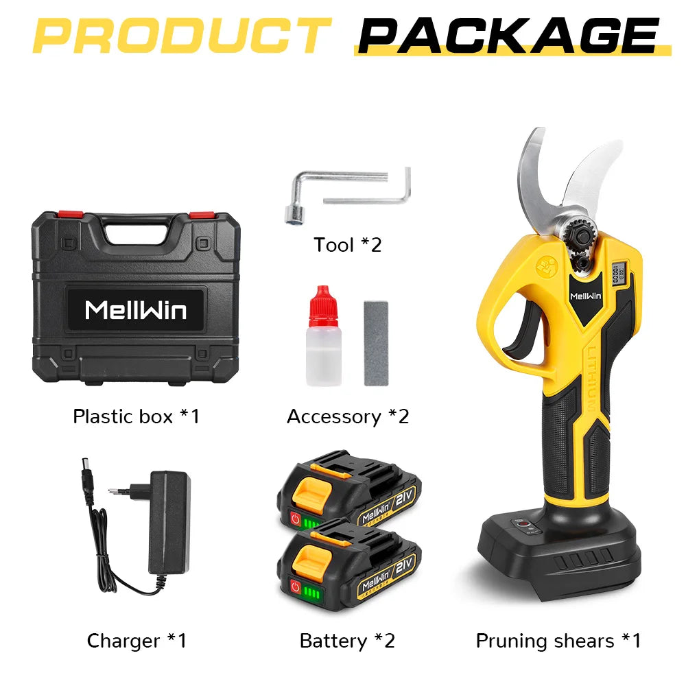 MELLWIN – ciseaux électriques sans balais de 32mm, ciseaux de taille sans fil pour bonsaï de fruits, outil de jardin pour Makita, broche de batterie 18V