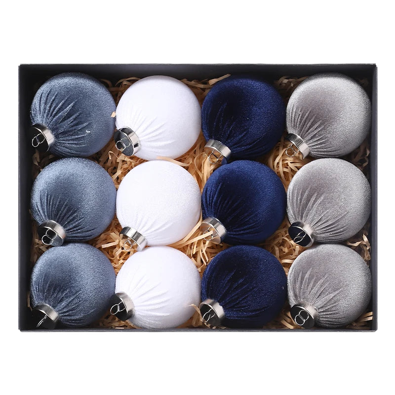 Weihnachtskugeln, blaue Weihnachtskugeln aus Samt, Christbaumkugel