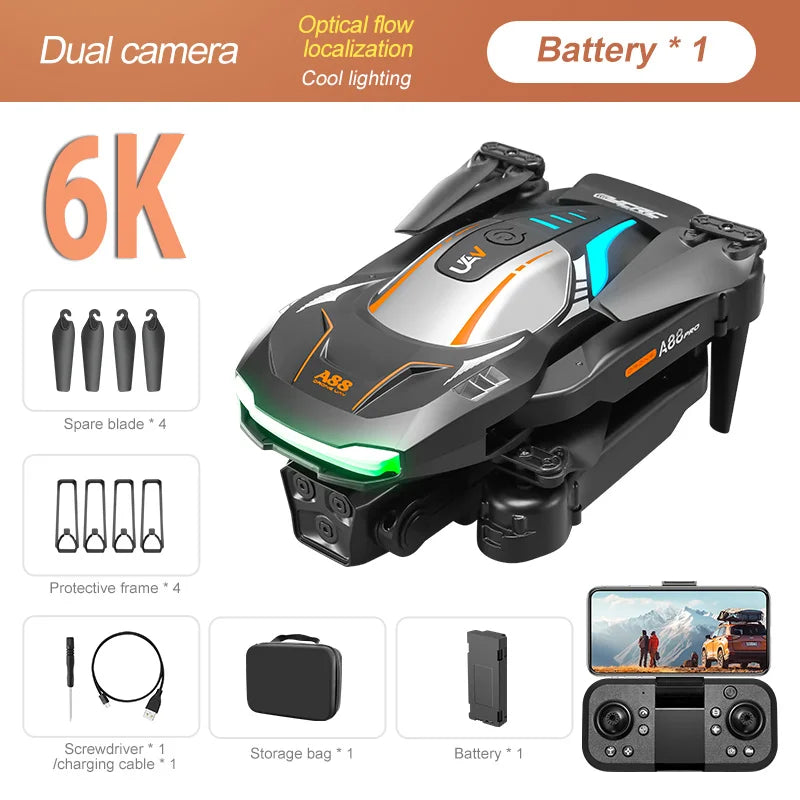 Drone 8K HD Professionnel Xiaomi Mijia A88, Caméra à Flux Optique, Évitement d’Obstacles, Moteur Sans Balais, Quadcopter Pliable RC